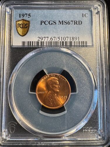 PCGS MS67 RD 1975 Lincoln Memorial Cent Red - Picture 2 of 3