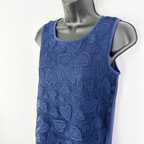 Kate Spade Lace Crochet Overlay Heart Dress Navy Blue Size Girl's 14 - Picture 3 of 11
