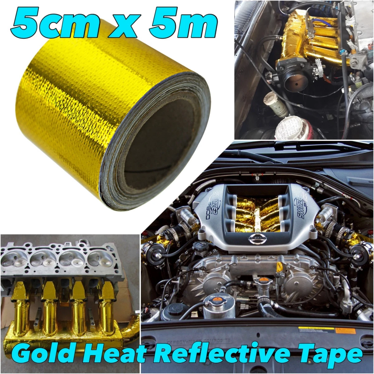 5cm x 5m Gold high heat shield reflective car truck engine intake hood wrap  | eBay