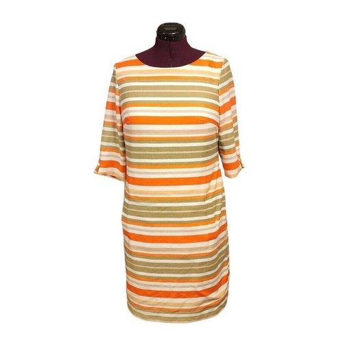 Jessica Howard Womens Sz 16 Orange Green Striped Exposed Back Zipper Dress - Afbeelding 1 van 11
