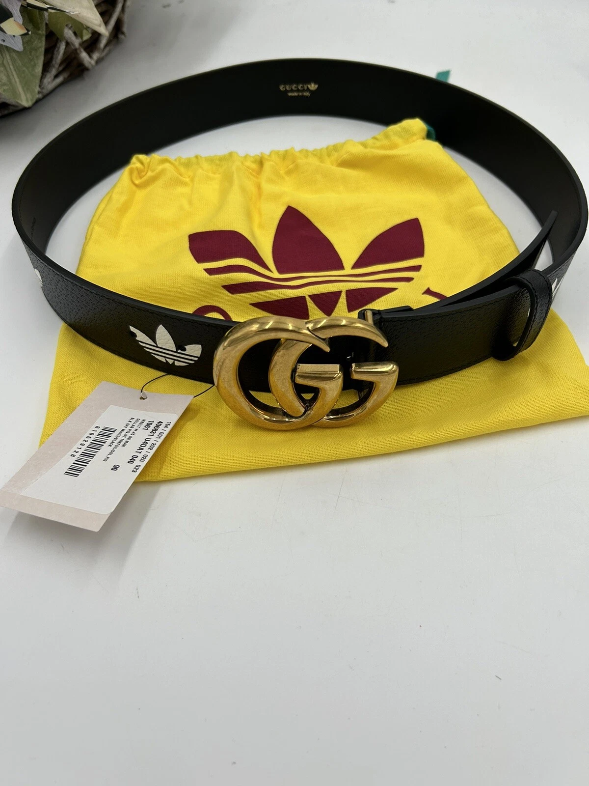 Ceinture homme Gucci X Adidas GG Marmont 90 cm fabriquée en Italie