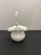 Vintage Fenton Glass Silver Crest 6.25 inch Basket #680/7236