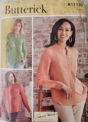 Butterick 11130 Schnittmuster Misses Knopfleiste Top Gr 16 18 20 22 24 ungeschnitten