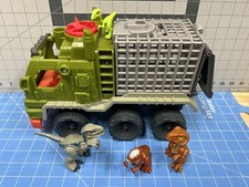 2017 Imaginext Jurassic Park World Dinosaur Hauler Truck With Cage  4 Dinosaurs