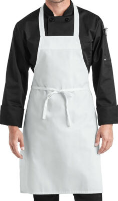2 pc-White Adult  chef apron and hat set for cooking,baking,painting and others.