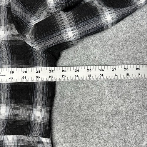 HOTOUCH Women Large Flannel Plaid Shirt Roll Up Long Sleeve Pockets Mid-Long - Picture 3 of 10