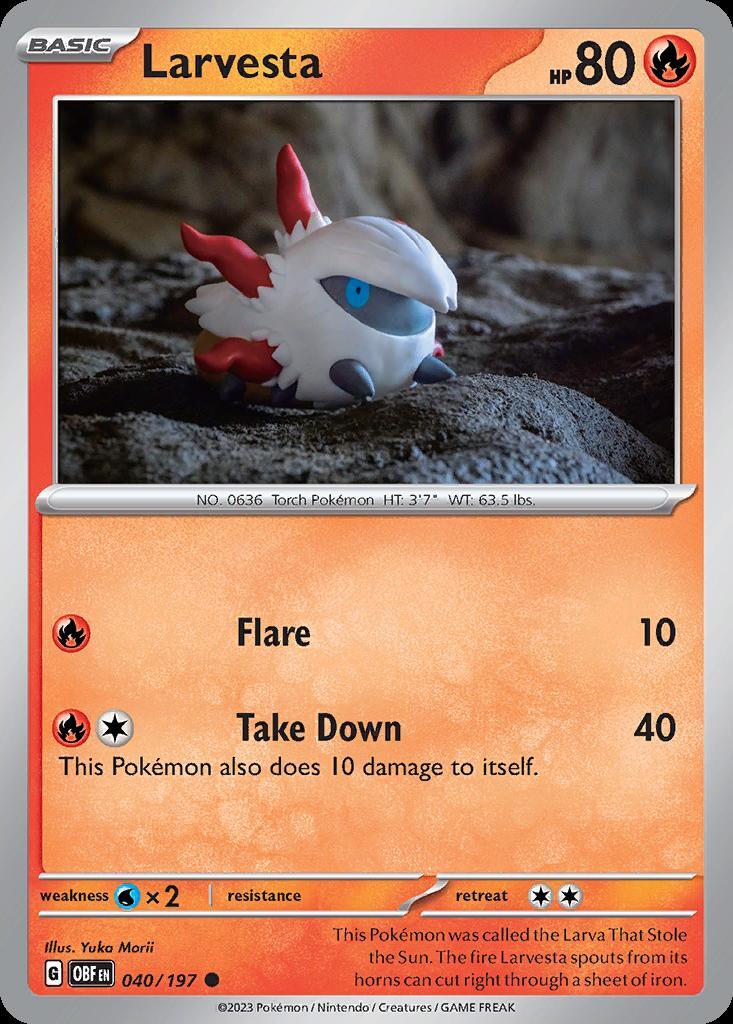 Pokemon Larvesta (40/235) Obsidian Flames LP REVERSE HOLO