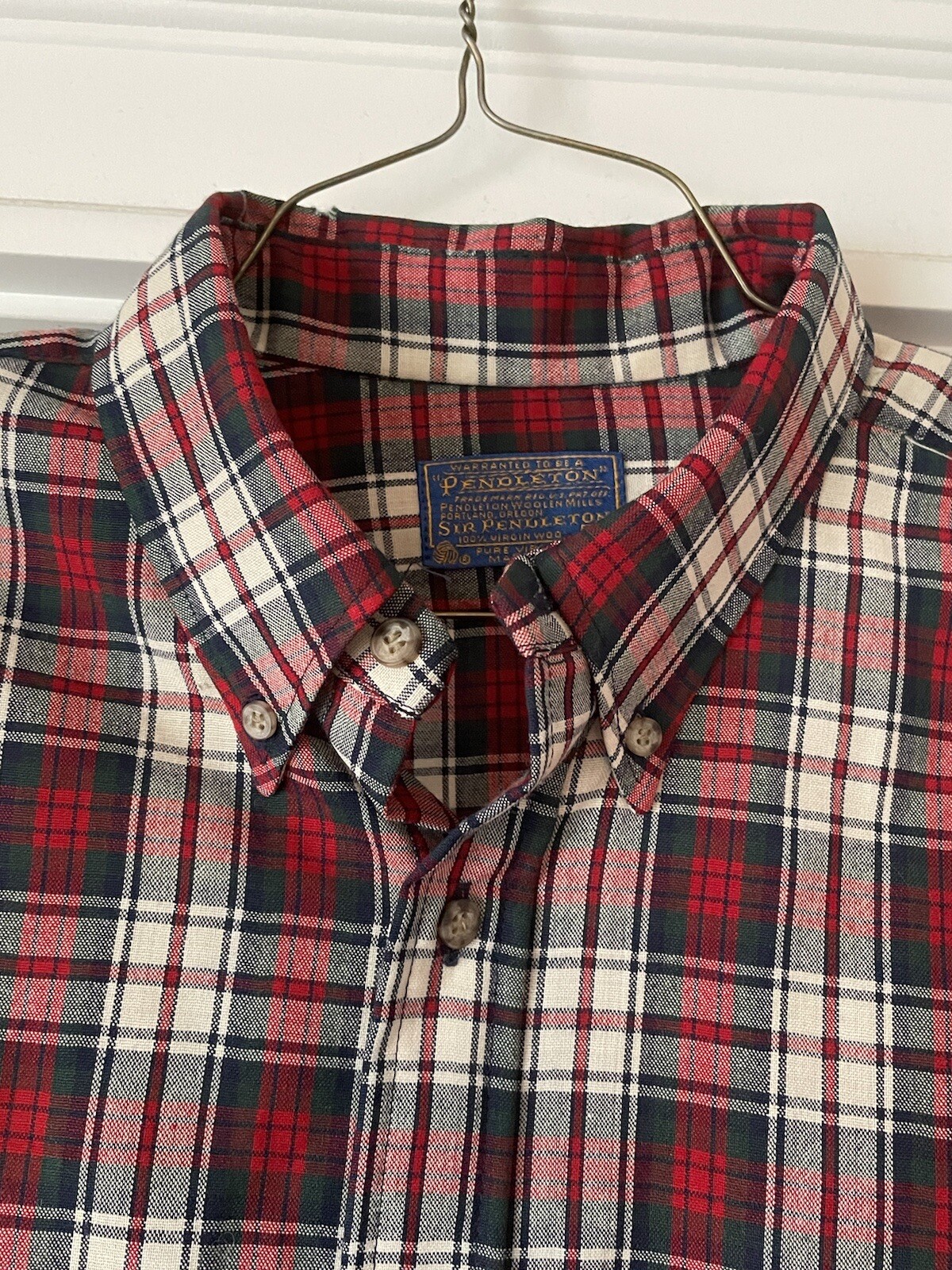 Pendleton Lightweight 100% Virgin Wool Red/Blue/W… - image 1