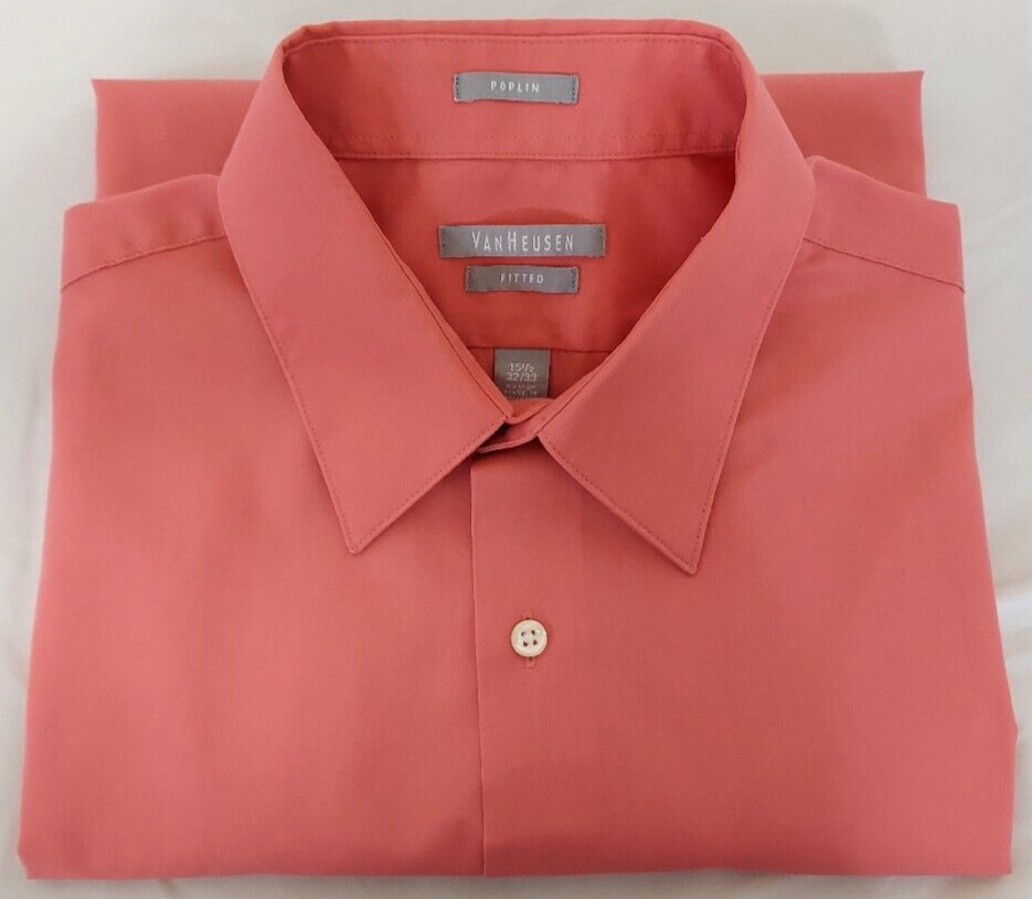 VAN HEUSEN Dress Shirt Poplin Fitted Size 15.5 (32/33) Salmon color No Iron | eBay VAN HEUSEN Dress Shirt Poplin Fitted Size 15.5 (32/33) Salmon color No Iron | eBay