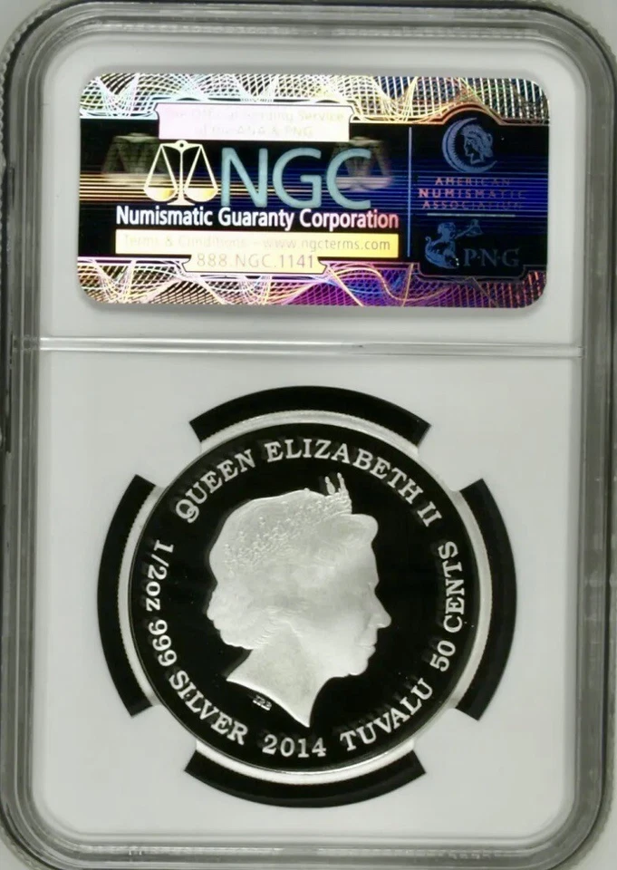 2014 Mother's Love Asian Elephant Tuvalu 1/2oz .999 Silver MS70 Ultra Cameo 4500 - Image 2 of 3