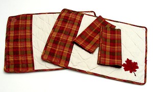 Set-of-2-14x20in-Placemats-with-Matching-Napkins-Fall-Autumn-Plaid-Quilted-C-amp-F