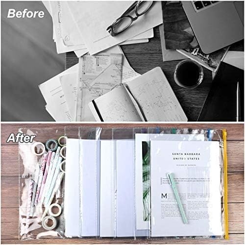 12Pcs Plastic Envelopes Poly Zip Envelopes Files Zipper Folders A4 Size Letter - Picture 2 of 6