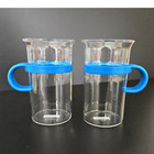 New ListingBodum Bistro Coffee Cup Blue D Handle Tall Glass 10 oz X 2