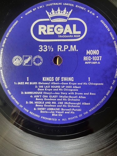 RARE Kings Of Swing LP Vinyl Australian Pressing 1966 Krupa Goodman - Picture 2 of 6