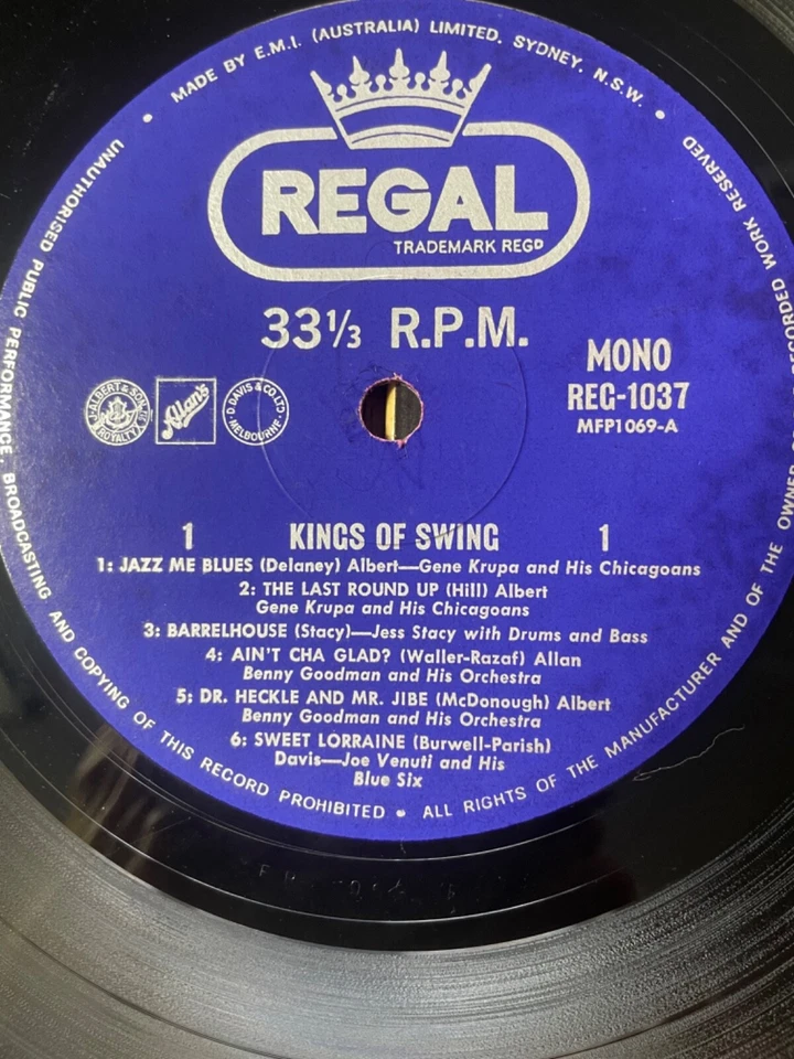 RARE Kings Of Swing LP Vinyl Australian Pressing 1966 Krupa Goodman - Image 2 of 4