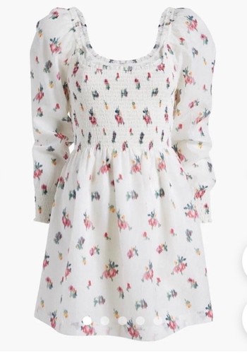 New Hill House Norah Nap Dress in Ikat Floral Mini Puff Long Sleeve Size L Smock