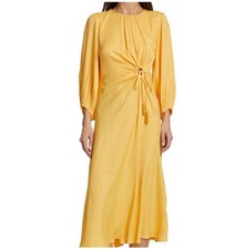 Farm Rio Yellow Pipping Midi Dress XS $239 MSRP