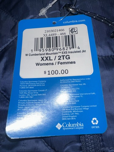 NEW Women's Columbia Cumberland Mountain EXS Blue Jacket Size XXLarge MSRP $100 - Picture 6 of 6