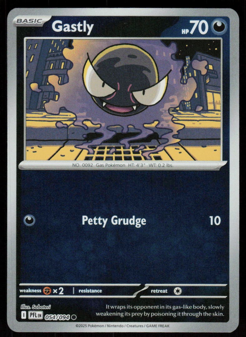 Gastly 054/094 Common Phantasmal Flames Pokemon Reverse Holo Near Mint