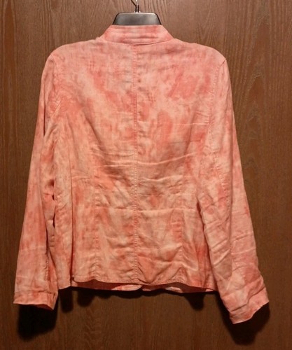 Pink Relativity Jacket Large 100% Linen Tye Dye Long Sleeve Button Up Pockets - Picture 2 of 7