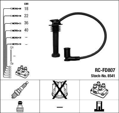IGNITION CABLE SET LEADS KIT NGK 8541 P FOR MAZDA 2 1.4,1.3 L,1.6,1.25,1.2 - Picture 2 of 5