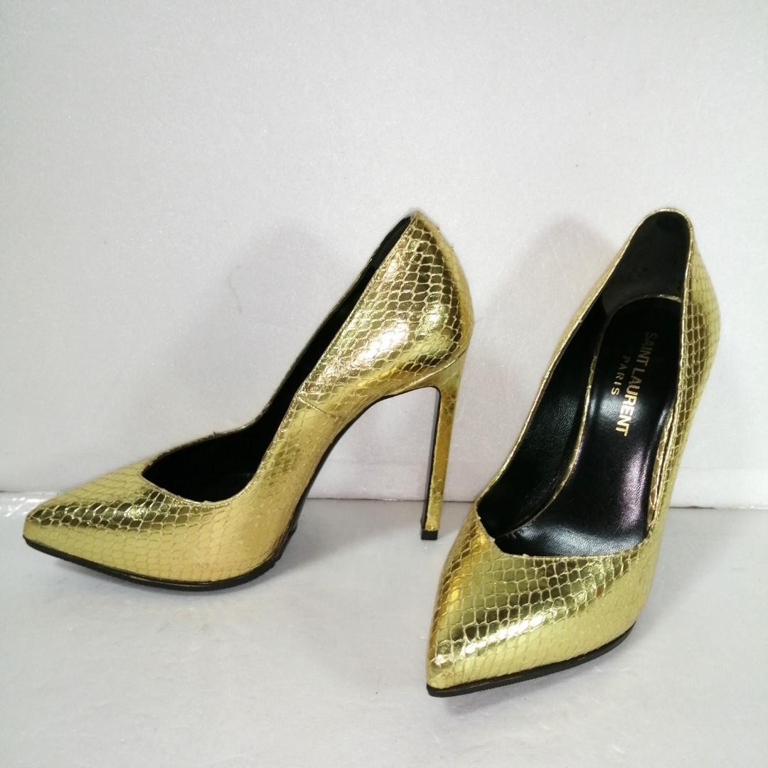 Scarpe eleganti donna Saint Laurent decolte oro misura 34 5 classiche eleganti tacco