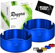roygra 2 Pack Outdoor Ashtrays Stainless Steel Cigarette Holder Blue Medium