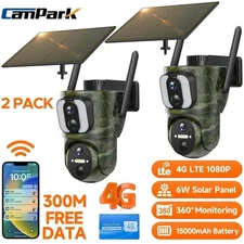 2xCampark Solar Trail Camera 4G LTE Live View Hunting Cam Dual lens PIR 15000mAh