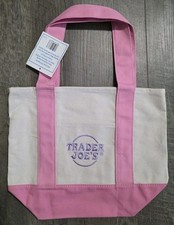 Trader Joe  s Mini Pastel Canvas Tote Bag "PINK" BRAND NEW