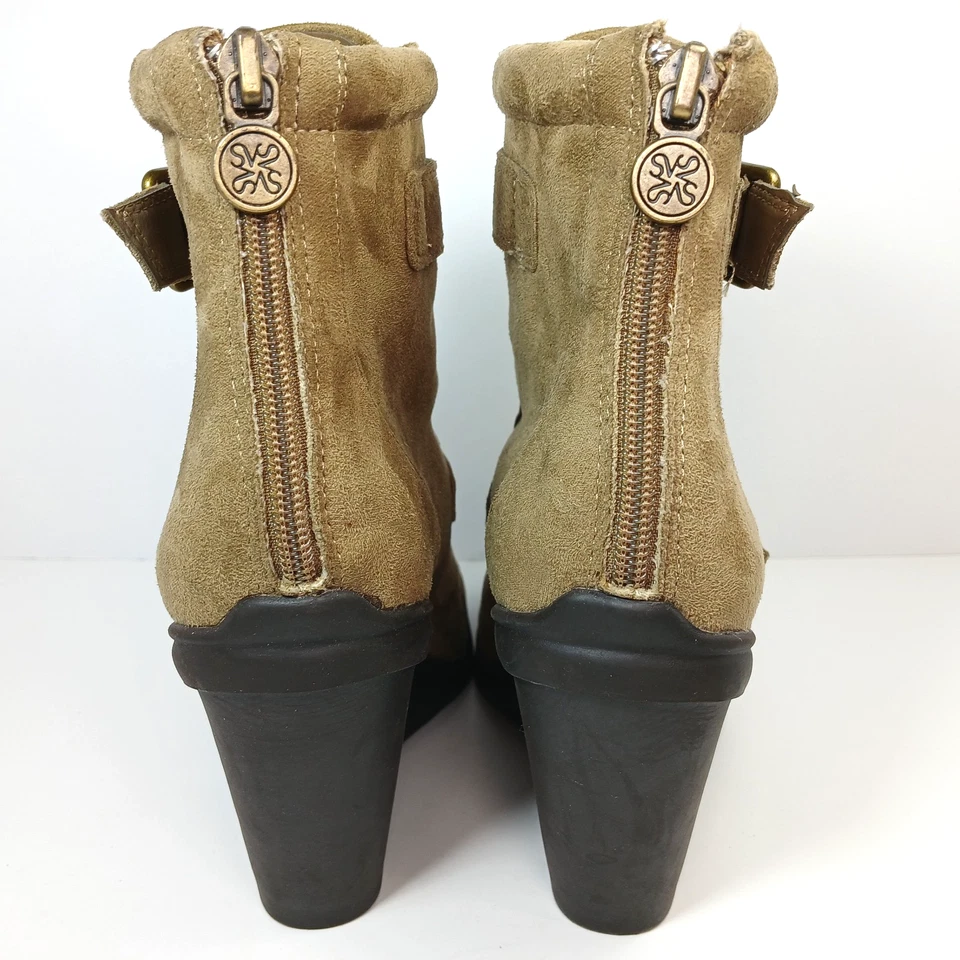 Vera Wang Simply Vera Zapatillas de cuña con cordones y cremallera lateral Botines para mujer 6M Foto 4 de 4