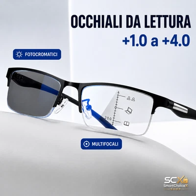 Occhiali Progressivi Multifocali Presbiopia Uomo Fotocromatici Anti Luce Blu - Bild 1 von 4
