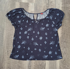 S. Oliver Damen T-Shirt Basic Blau Blumen Kur...