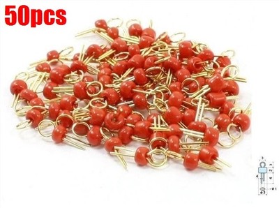 50Pcs Soldering Pcb Board Red Gold Tone Breadboard Test Point Pin New Ic ve