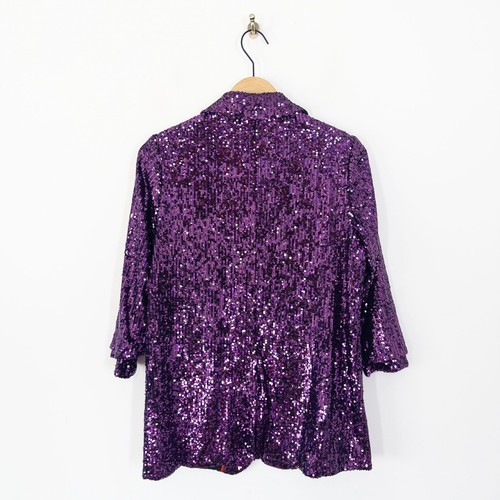 Ruth Langsford Sequin Blazer Size 16 NEW Purple Black Jacket Party Festive - Picture 9 of 21