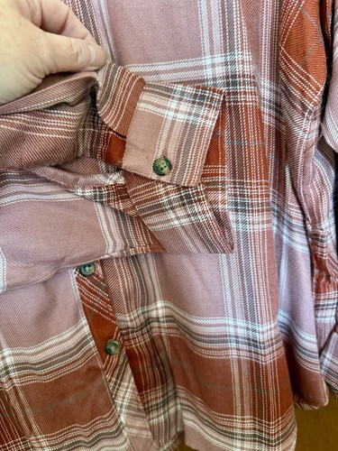 2~Maurices 3X Long Sleeve Button Flannel Plaid Shirts Rusty Mauve/Teal Green NEW - Bild 9 von 20