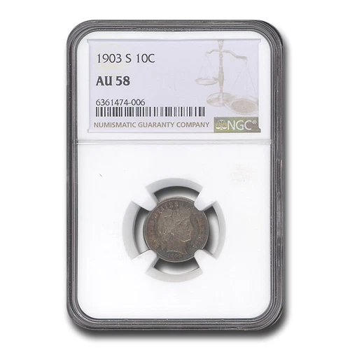 1903-S Barber Dime AU-58 NGC