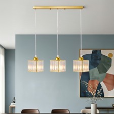 3-head Square Crystal Chandelier Hanging Pendant Lamp Ceiling Light Dining Room