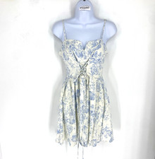 Altar’d State Ivory Blue Floral Milkmaid Dress Cottagecore Mini Small Romantic