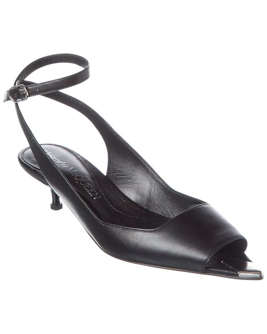 Alexander Mcqueen Punk Leather Sandal Womens Black 385 71090₽