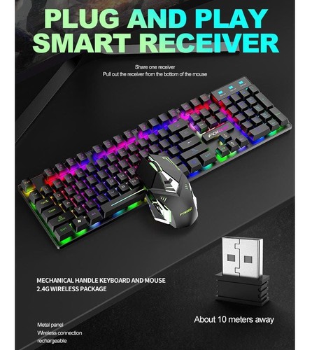 FOREV Desktop FV-380 Keyboard & Mouse Rainbow Backlight Free Shipping US Seller - Picture 3 of 5