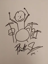 Phil Collins Genesis Hand Drawn Signed A4 Card 