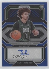2021-22 Prizm Draft Picks College Penmanship Blue 104/149 Jason Preston Auto 1u6