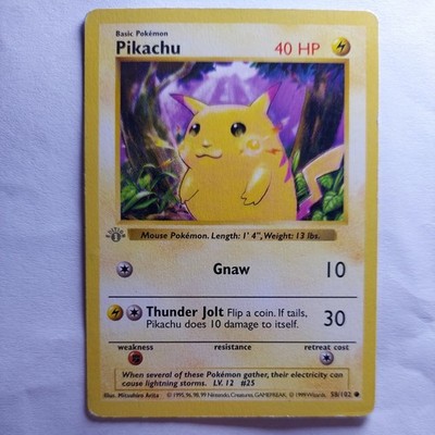 ピカチュウ　英語版　58/102 LP Pikachu (1st Ed.) Gray Stamp Error Base Set 58/102 Pokemon Card