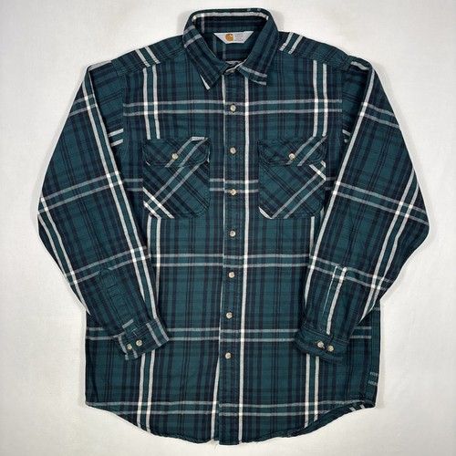 Carhartt, Vintage Carhartt S61 Flannel Shirt Men's LT Large Tall Green Heavy Workwear 90s