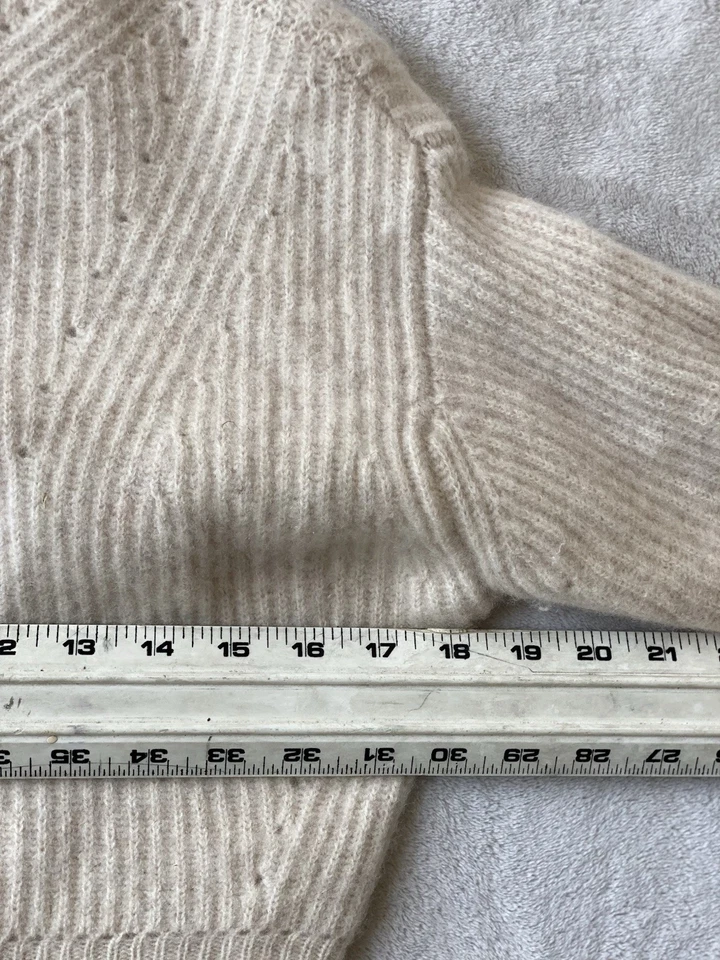 Suéter Aqua Cashmere Para Mujer XS Beige Cuello Simulado Pullover 100% Cachemira Foto 4 de 4