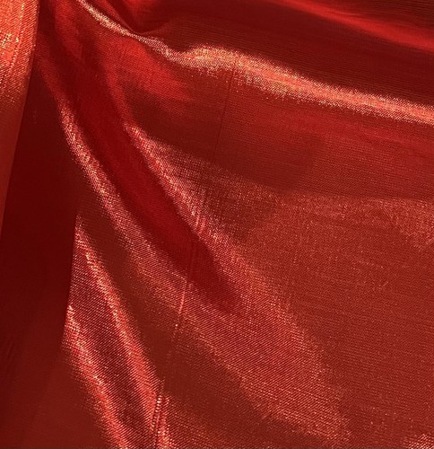 Red Metallic Tissue Lame Fabric 60” Width Sold By Yard - Picture 2 of 3
