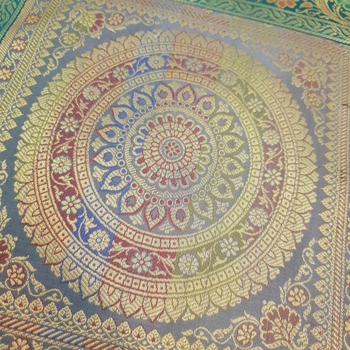 Dining Table Runner Woven Mandala Zari Brocade Banarasi Decor Cover Multi Color - Picture 2 of 10