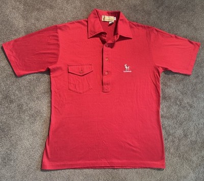 VTG Camelback Polo Shirt Sz M Red 100% Lisle Cotton NWOT Pocket Embroidered