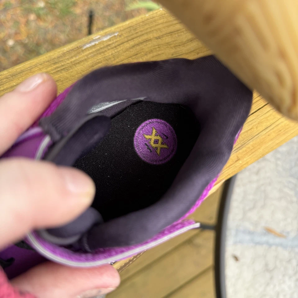 Nike Lebron XX Pink Diamond Collection Purple/Pink and Gold Size 2Y Strap VGC - Image 2 of 4