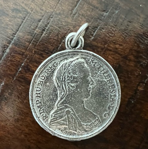 Austria 1780 Maria Theresa Thaler Restrike Coin Pendant 5.8g of .833 Silver